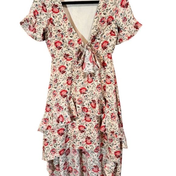 NWT Nasty Gal‎ Floral V Neck Playing for Flower hi Low Midi Dress Size 2 - Picture 1 of 15